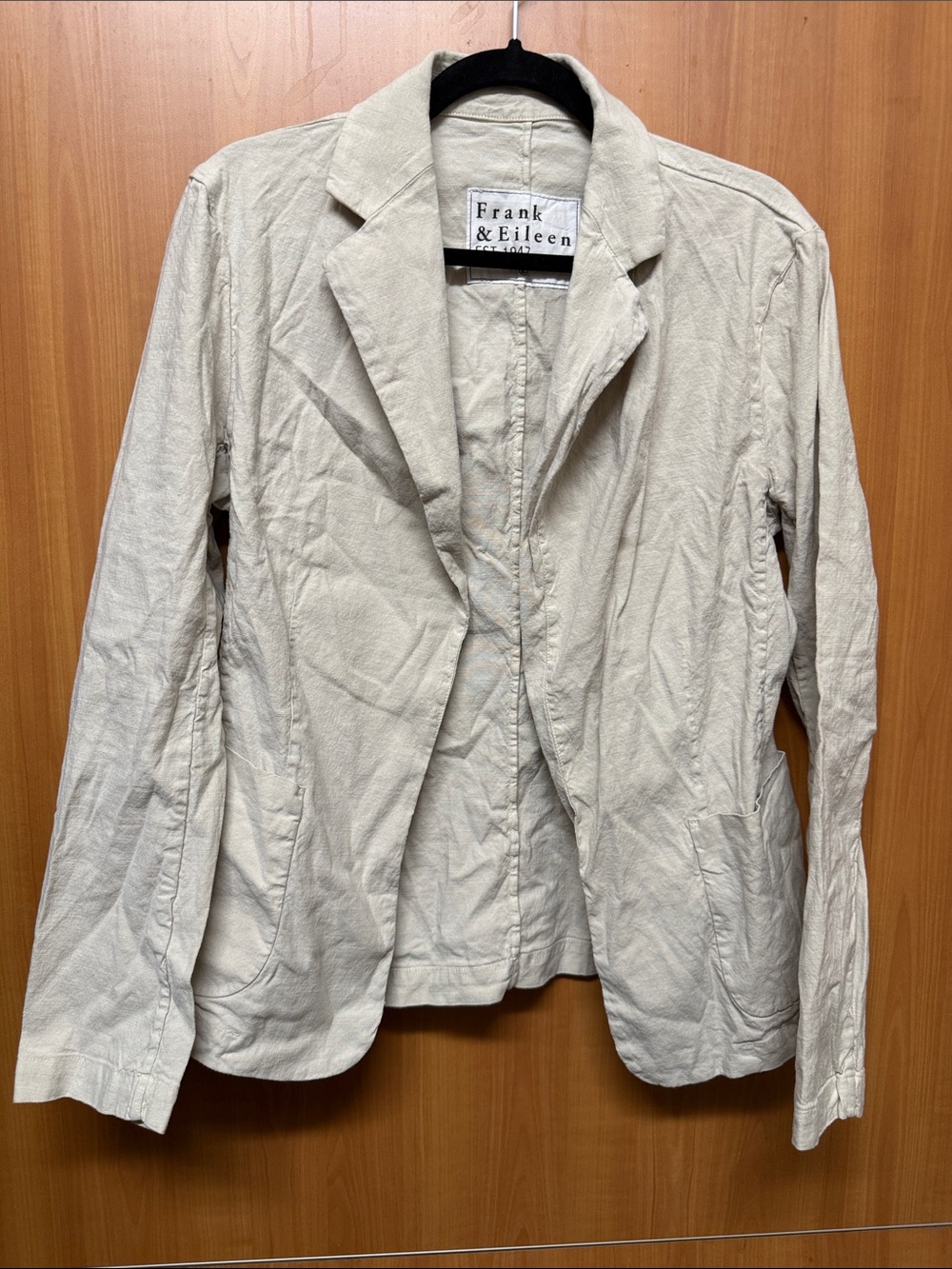 Frank & Eileen Dublin Blazer Cream White Linen Cotton Open Front